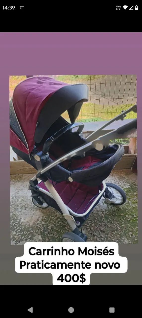 Carrinho Moisés + andador + kit berço+ mantinhas e brinquedos+ canguru tudo por 500$ 