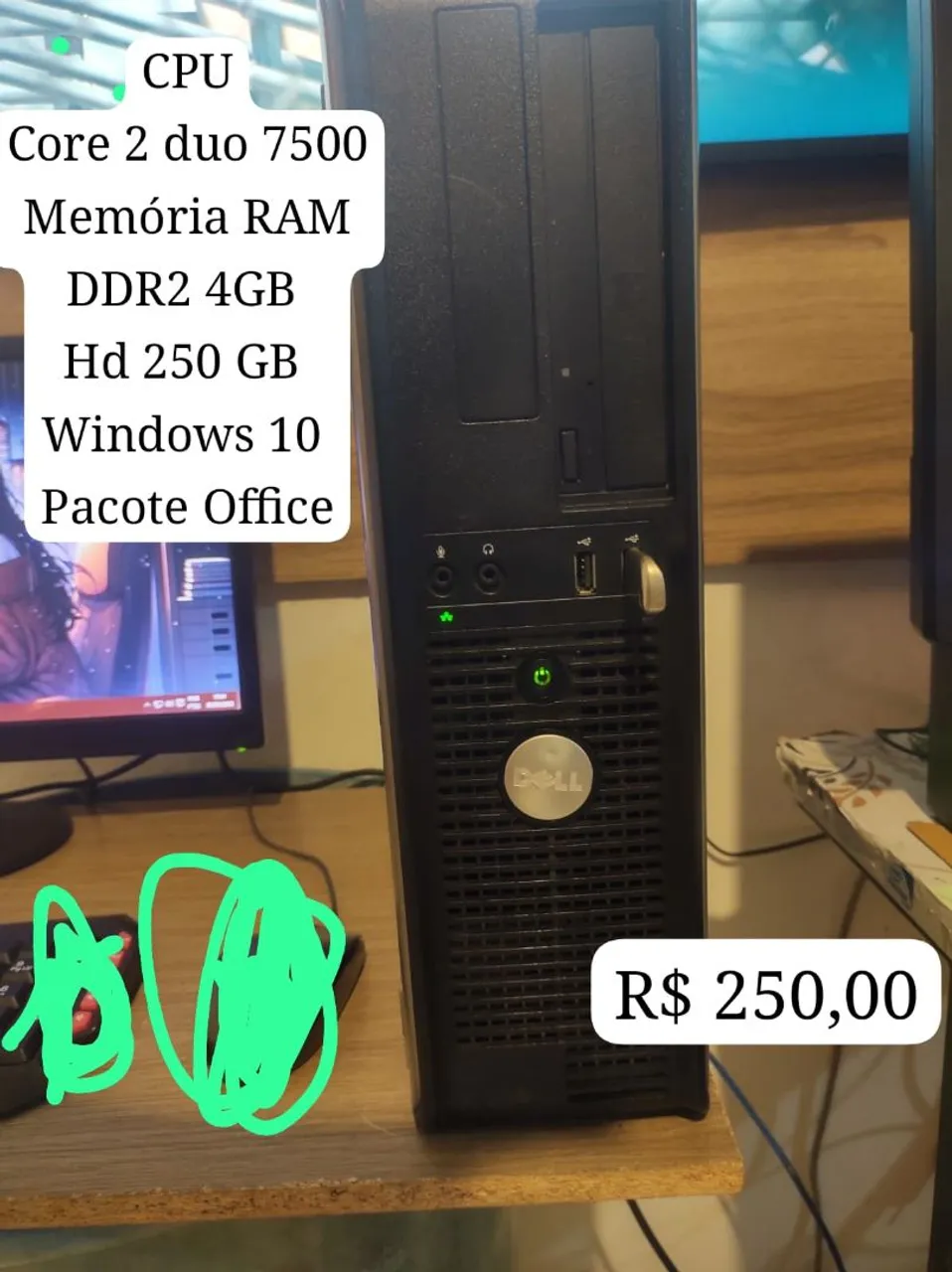 Computador Dell Core 2 Duo 7500 - Windows 10 e Pacote Office