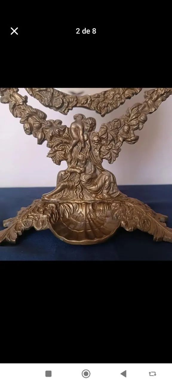 ESPELHO ANTIGO DE MESA EM BRONZE - Foto 2