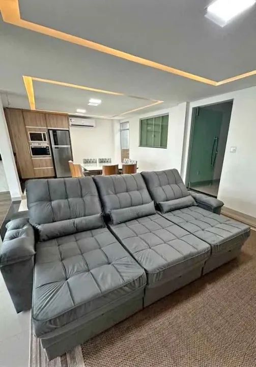 PROMOÇÃO Sofá estofado retrátil e reclinável MADEIRA MACIÇA 