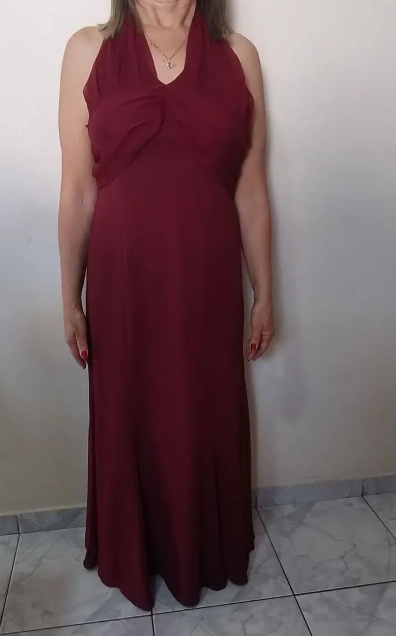 Vestido Longo Bordô