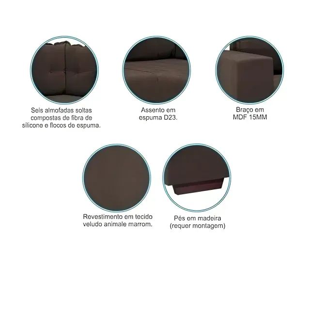 Sofá de Canto Patricia Marrom - Foto 3