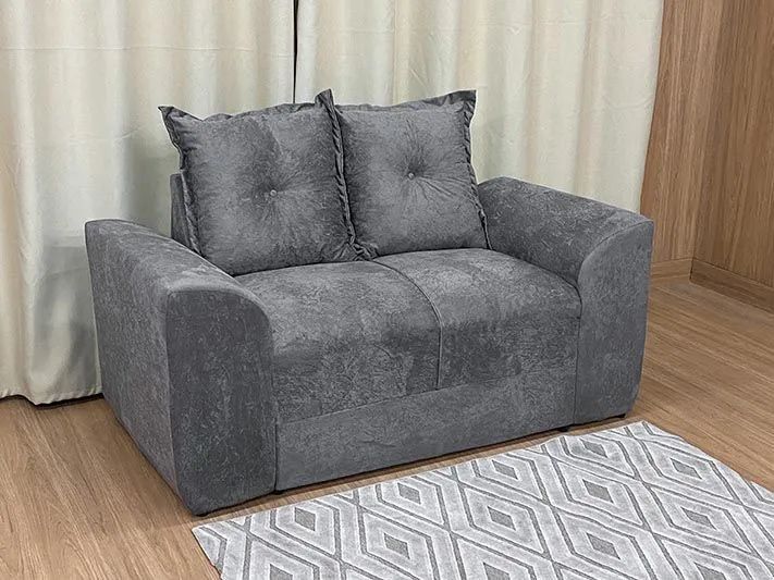 Conjunto de Sofás 3 e 2 Lugares Suede Cinza - Foto 3