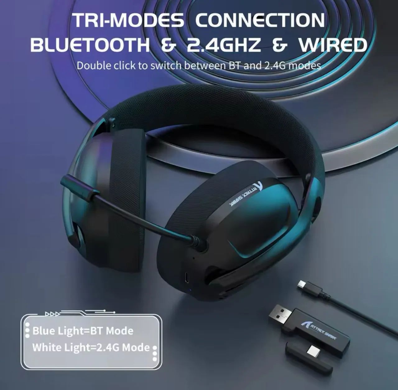 Headset Gamer Attack Shark L80 (PRETO). @importech_084 - Foto 3