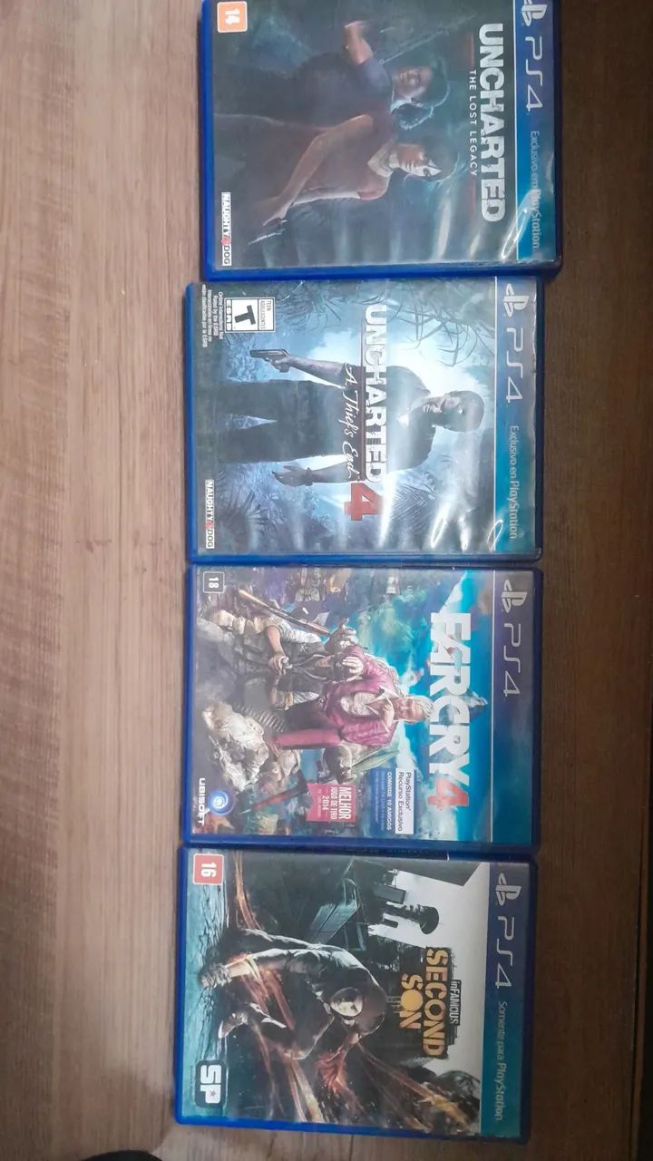 4 jogos PS4 - Uncharted, Far Cry, Infamous Second Son