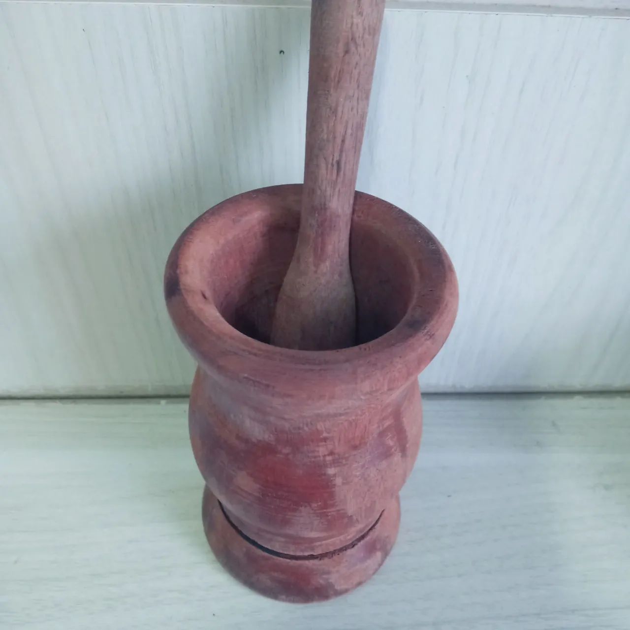 Antigo Pilão anos 70  em madeira  peça linda de decoração vintage e temática. - Foto 3