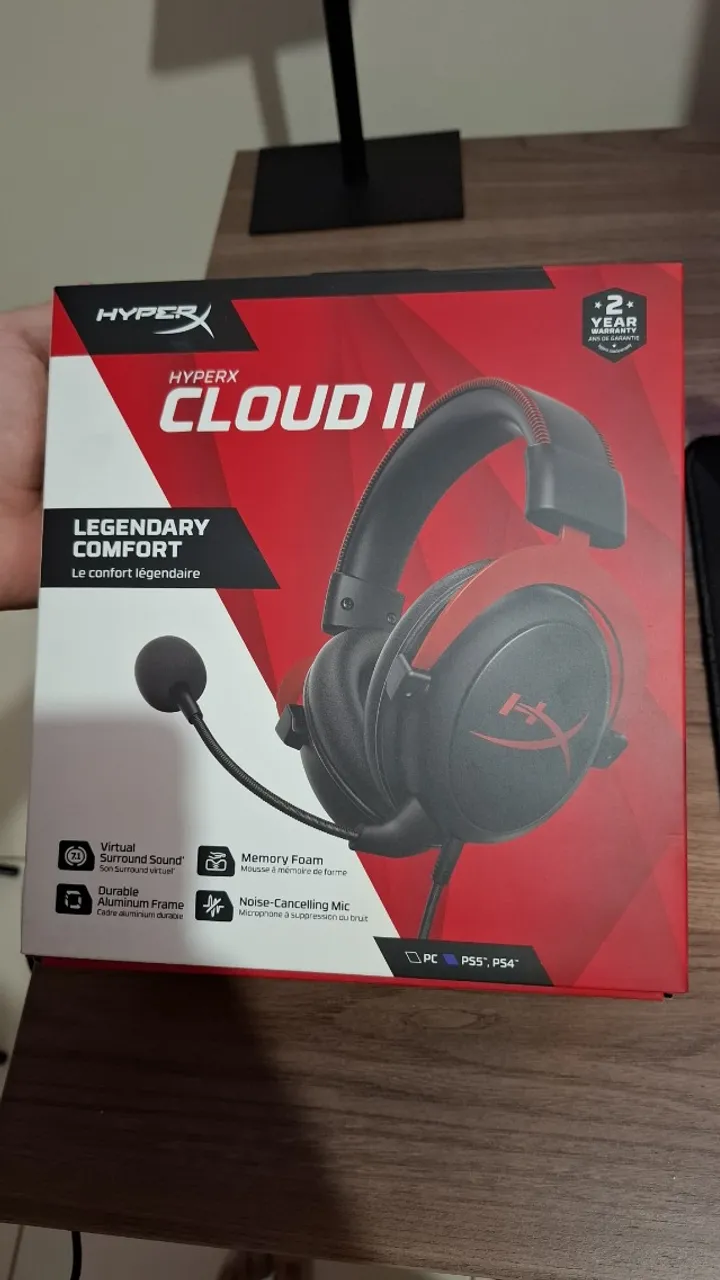 Headset HyperX Cloud II - Cloud 2 Em estado de novo com todos os acessórios