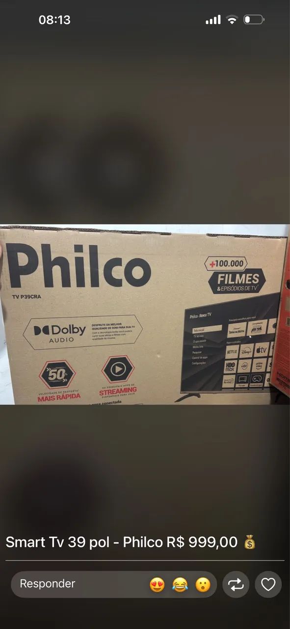 Tv 39 polegadas Philco nova garantia 1 ano 