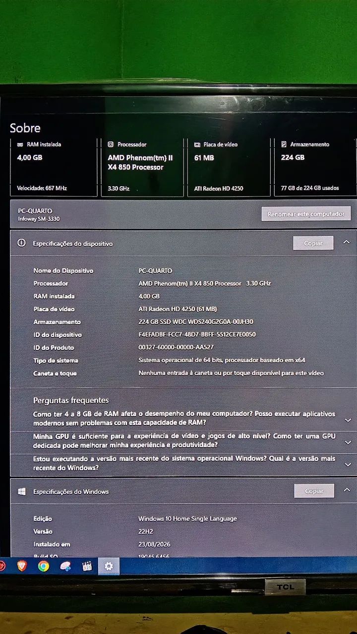 CPU completo windows 10, SSD240Gb, 4 GB RAM, teclado e mouse sem fio  - Foto 5