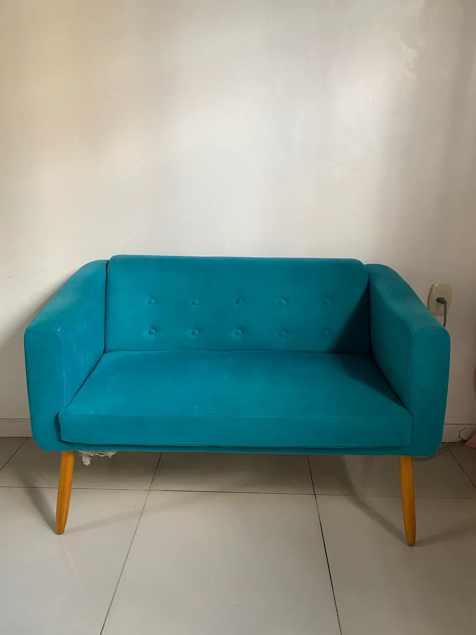 Sofá namoradeira azul turquesa  - Foto 4