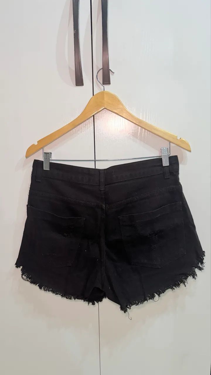 Shorts Preto Jeans - Foto 2