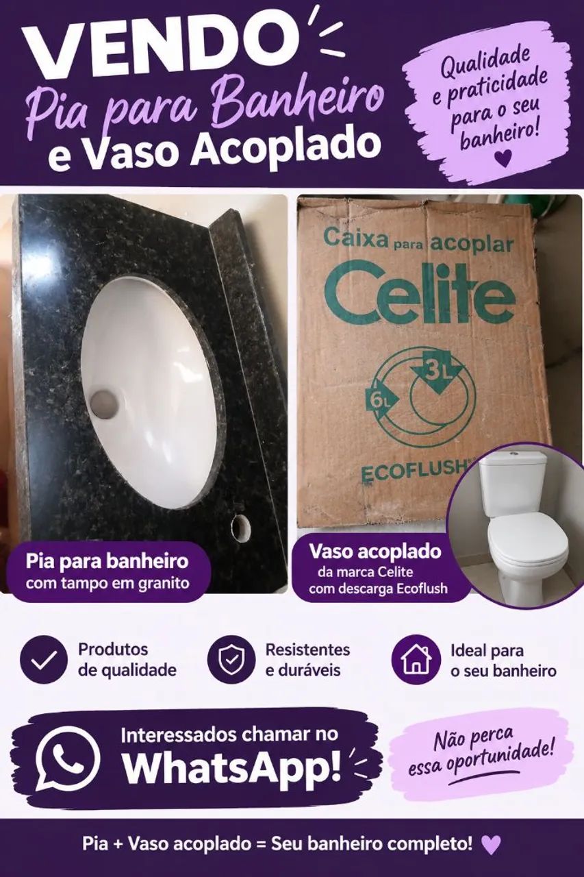 Pia e Vaso acoplado