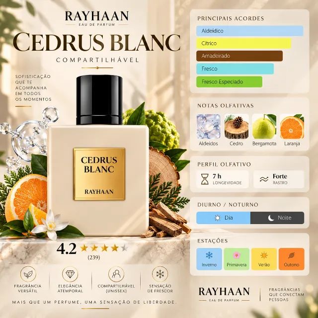Perfume Rayhaan Cedrus Blanc 100ml Lacrado - Foto 2