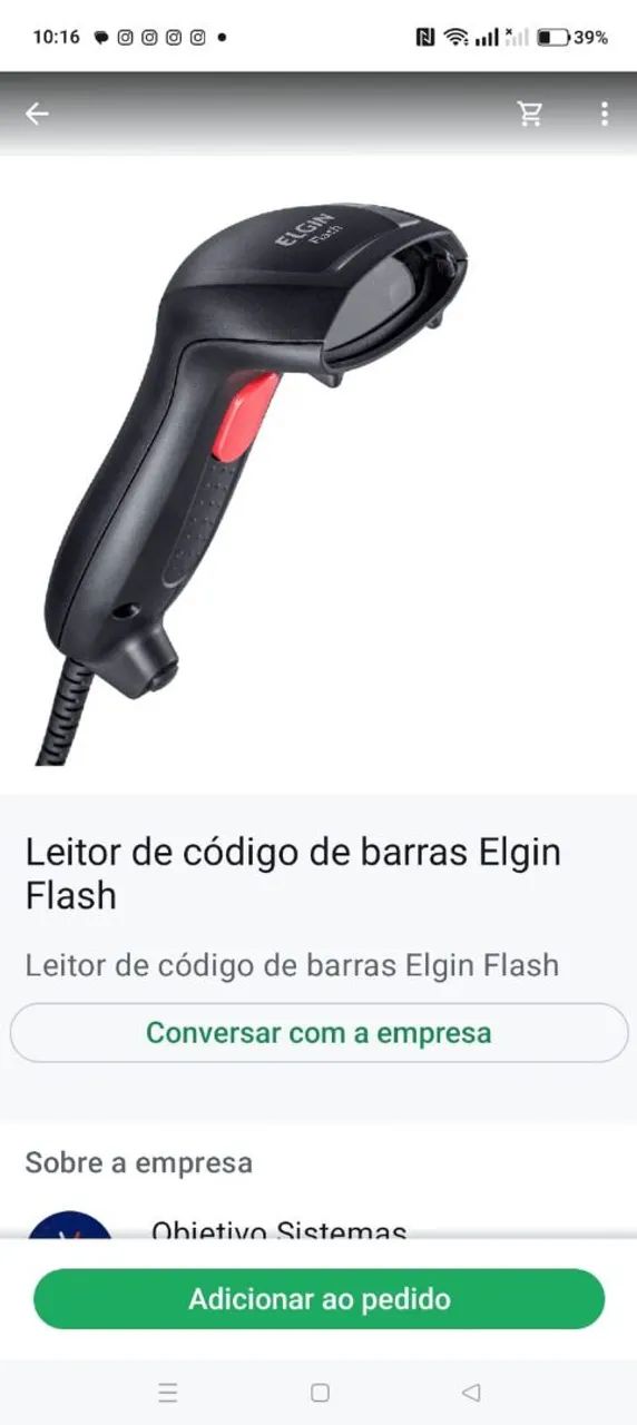 Leitor de código de barras elgin flash