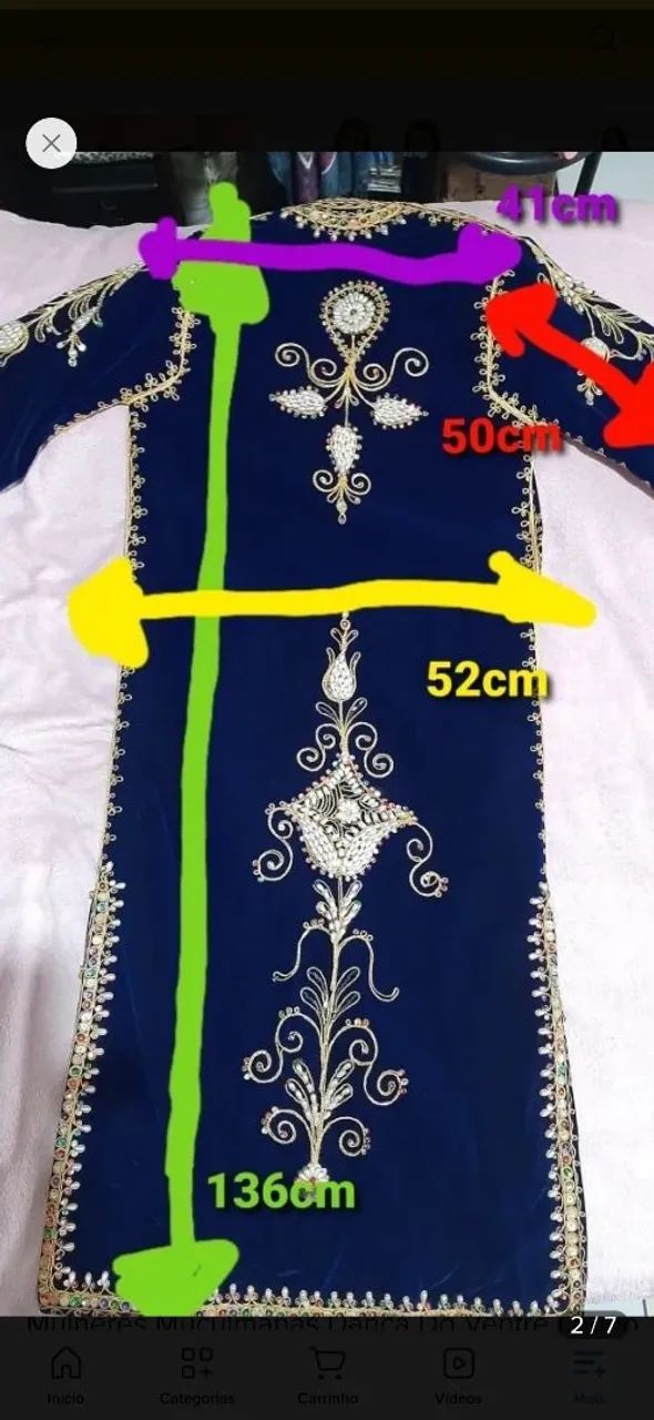 Abaya Dança do Ventre Capa árabe muçulmana luxo - Foto 2