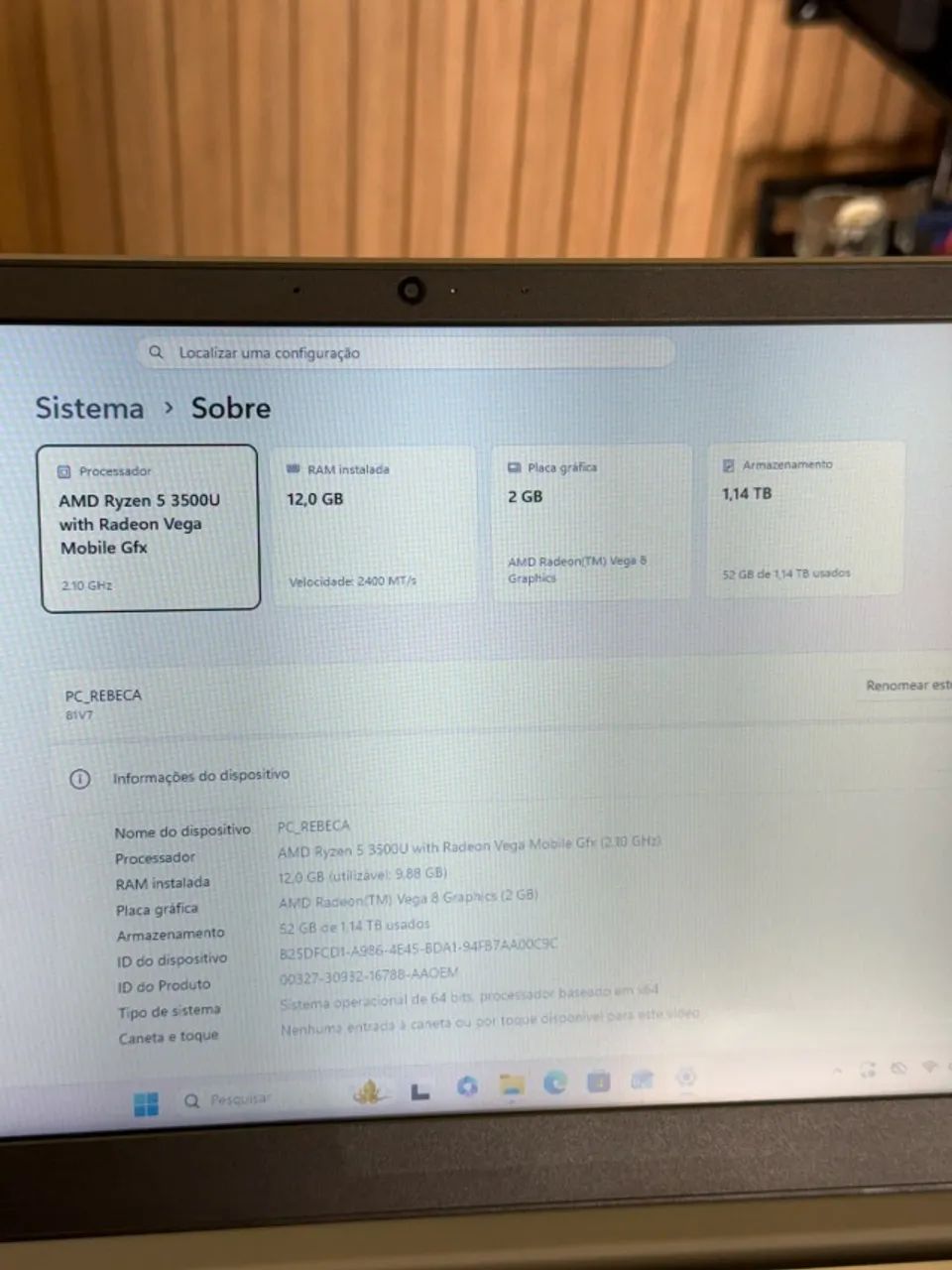 Notebook Lenovo Ryzen 5 vega 8 2gb (Anápolis) - Foto 3