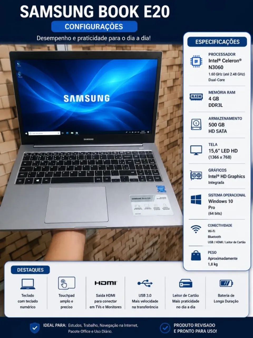NOTEBOOK SAMSUNG BOOK DDR4 E20 SSD