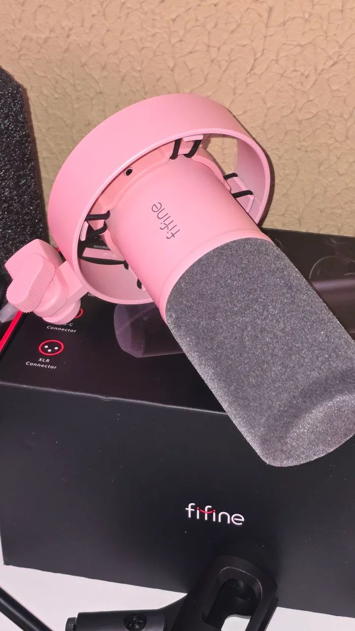 Microfone fifine k688 rosa acompanha cabo XRL - Foto 2