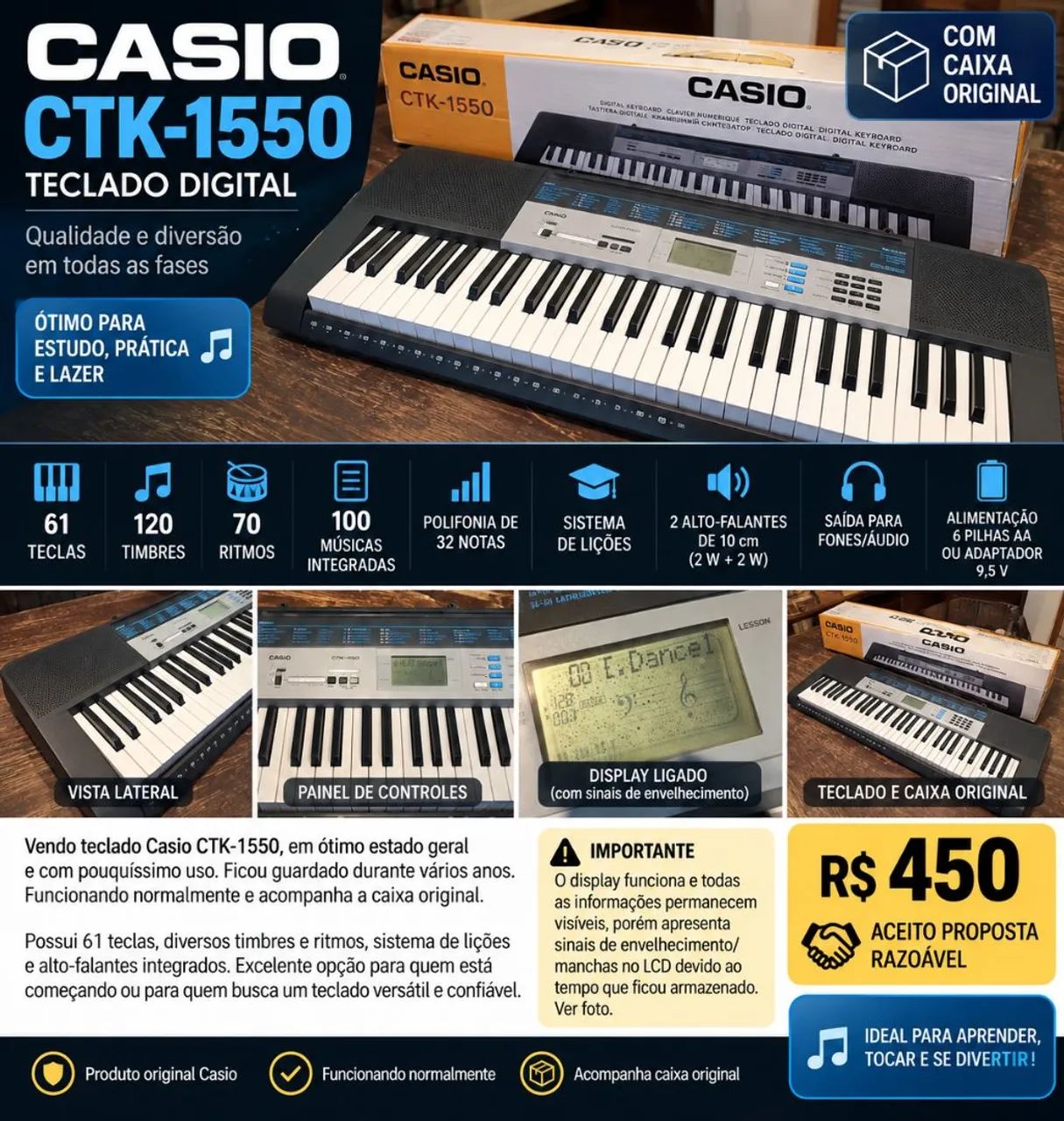 Teclado Casio CTK-1550