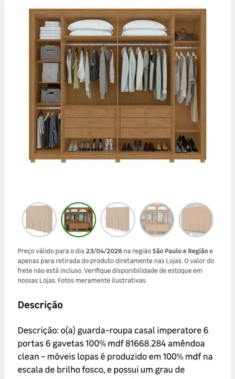 Guarda-roupa 6 portas em ótimo estado - Foto 3