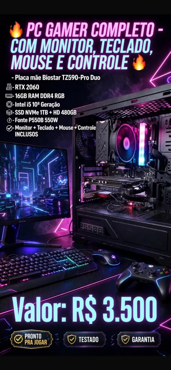 VENDO PC GAMER COMPLETO(Roda tudo)