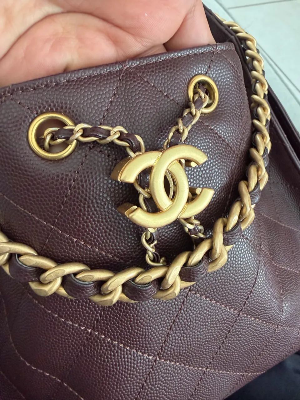 Chanel 25 Small Marrom Couro Caviar Original  - Foto 5
