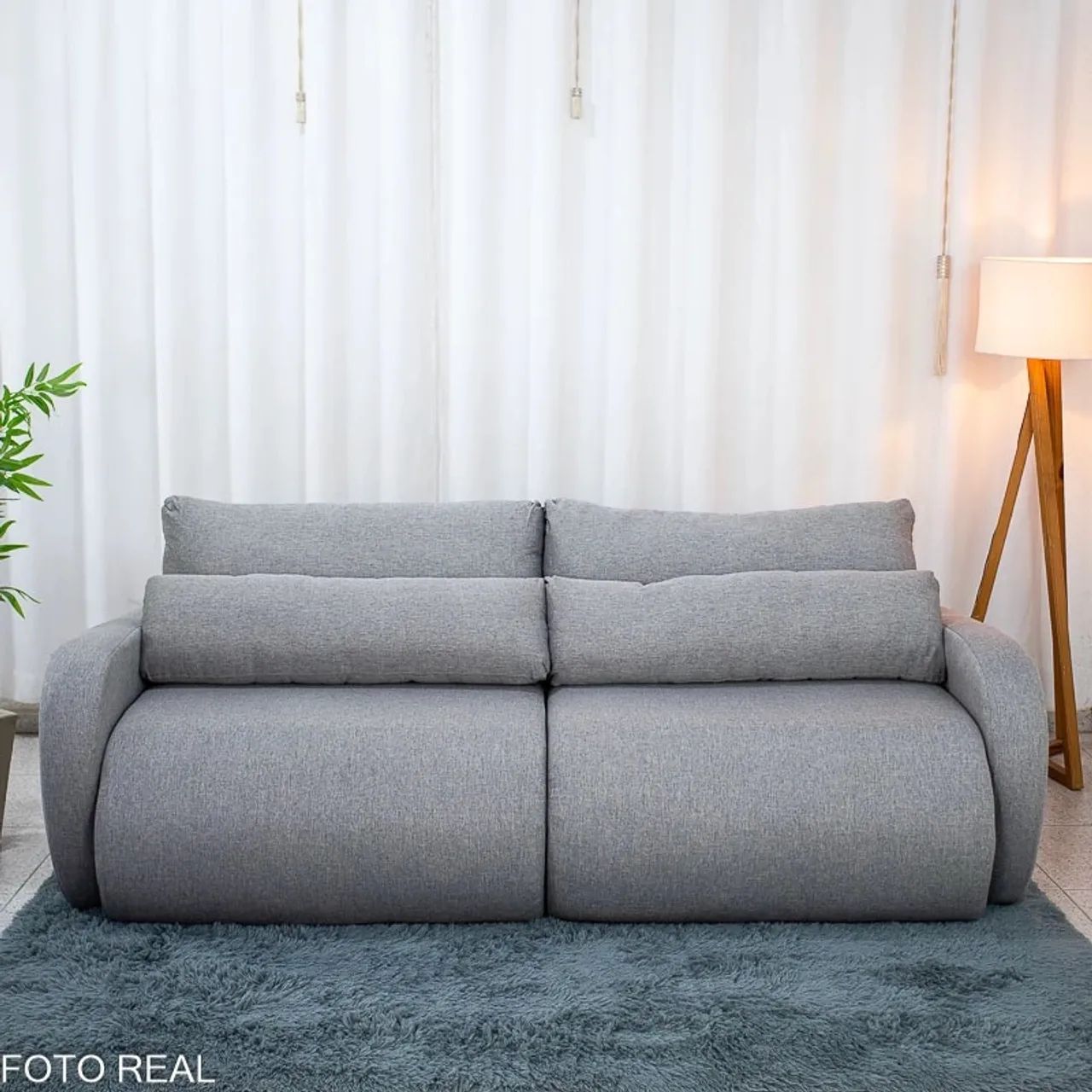 Sofá Retrátil Bellagio Larg. 2.25m Linho Cinza - Foto 4