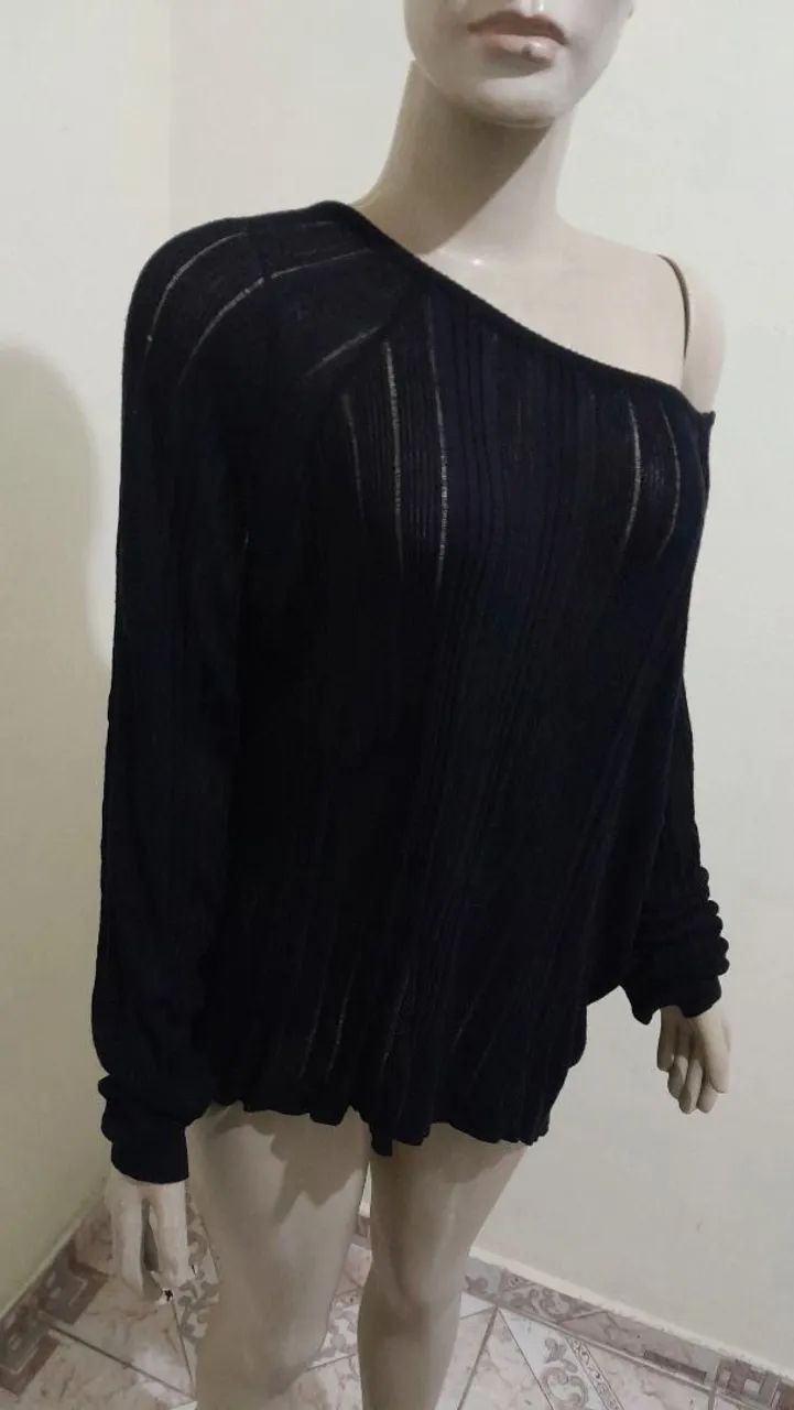Blusa Preta de Crochet  - Foto 4