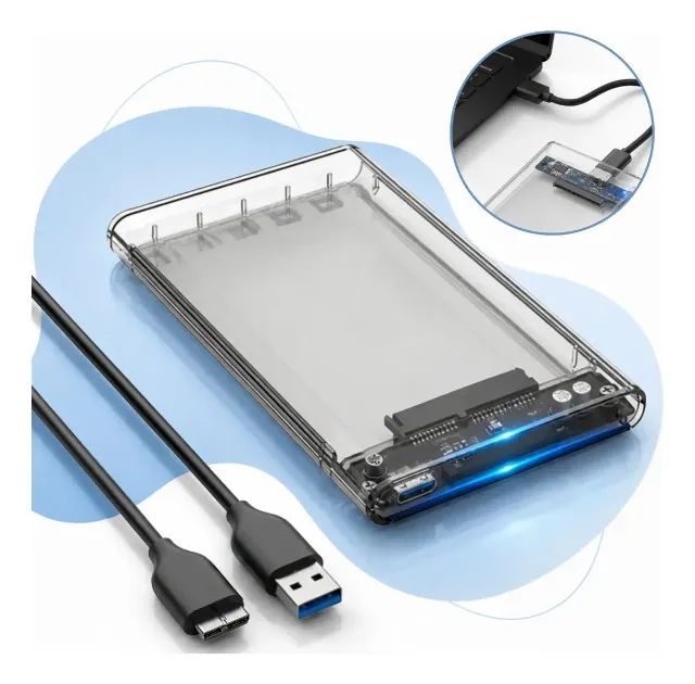 Case HD Externo 2.5 transparente USB 3.0 Tipo-C - Compatível com SSD - Foto 2