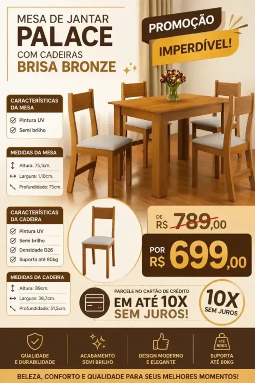 Queimão de estoque mesa com 4 cadeiras 