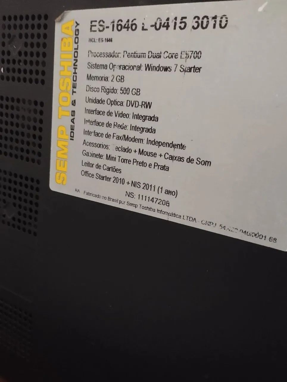 Computador Semp Toshiba 