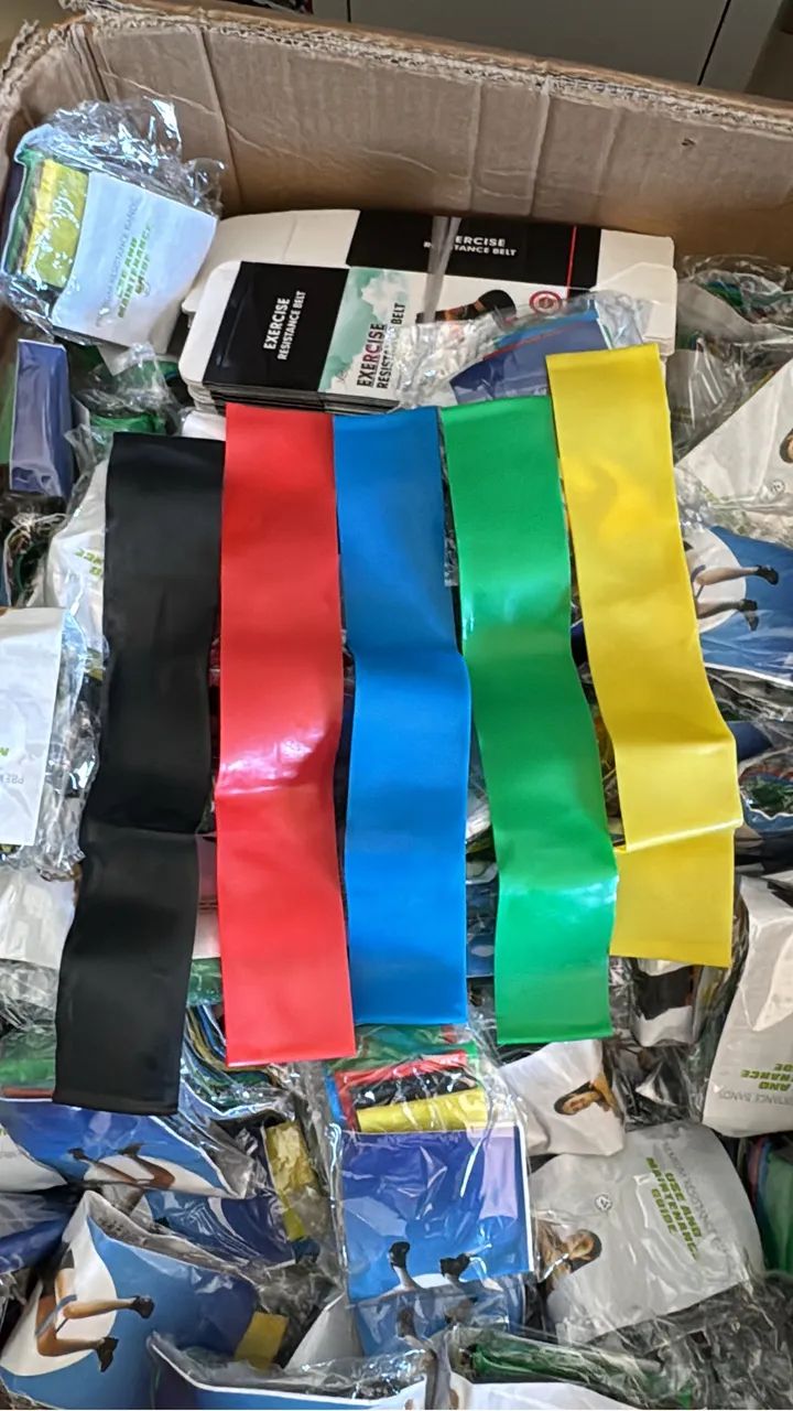 Faixa elástica para exercício kit com 5 unidades 