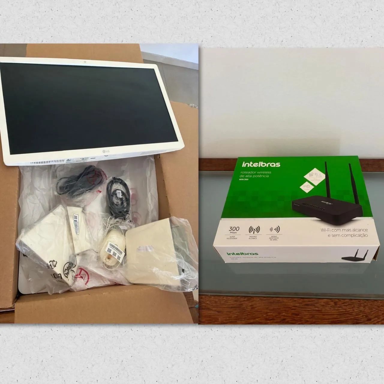 Computador LG all in one modelo 22v280: grátis roteador Intelbras win300, novo.