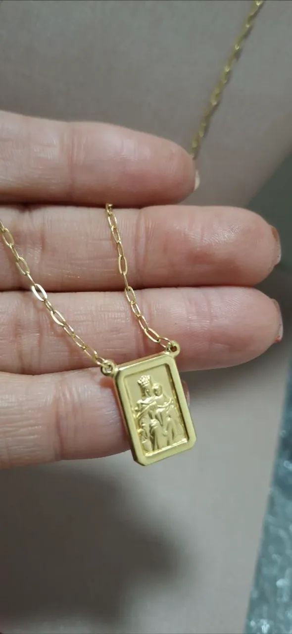 Escapulario masculino ouro 18k