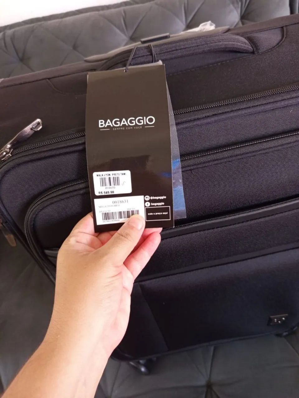 Mala Bagaggio Lyon Preta Média Nova com Etiqueta - Foto 2