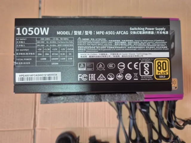 Fonte Cooler Master MWE Gold 1050 V2 Full Modular (Ainda dentro da garantia) - Foto 3