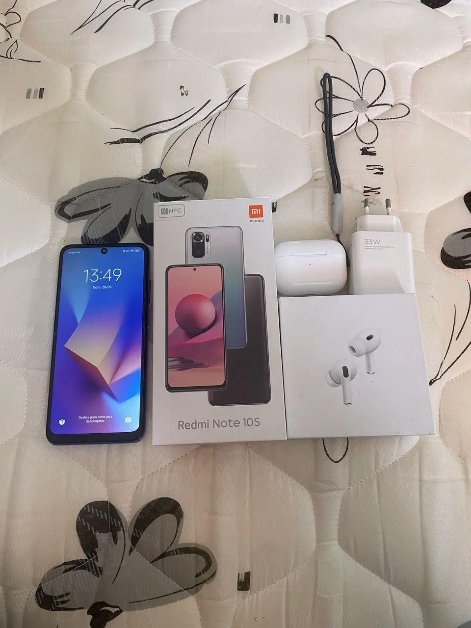 Xiaomi RN 10s + Airpods (descrição)