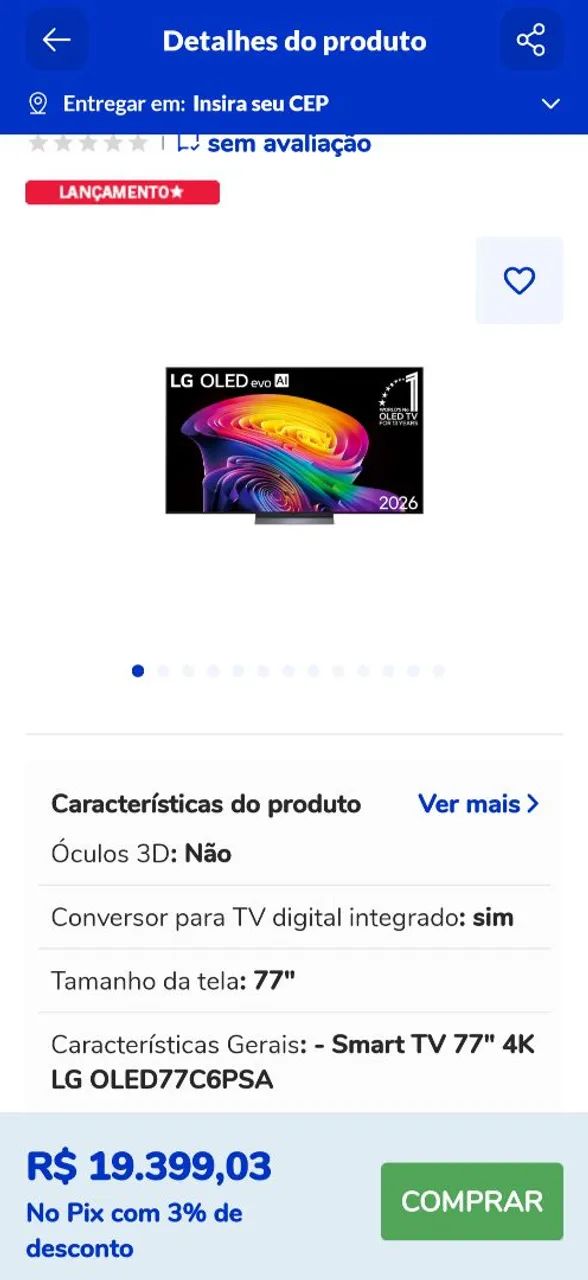 OLED 77 polegadas modelo C6 - Foto 5