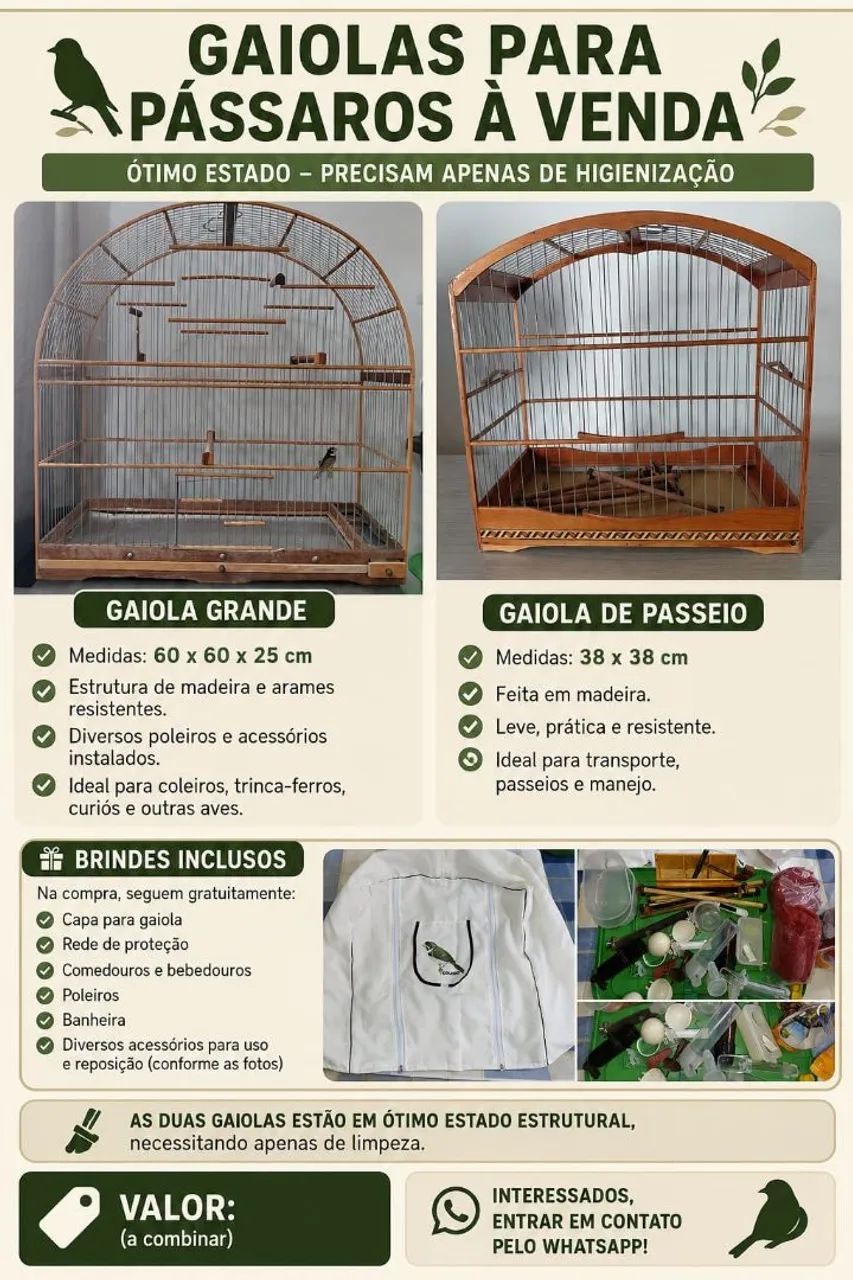GAIOLAS e Acessórios