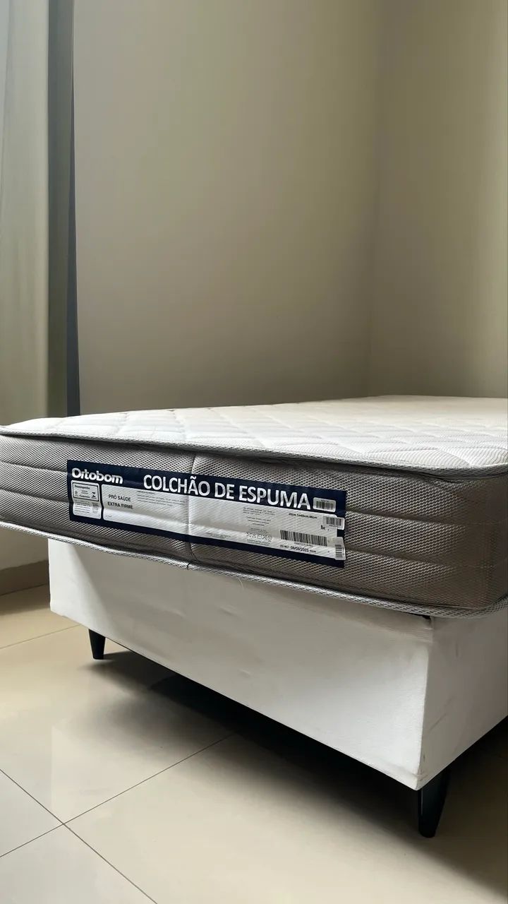 Cama Box + Colchão Ortobom Solteiro 