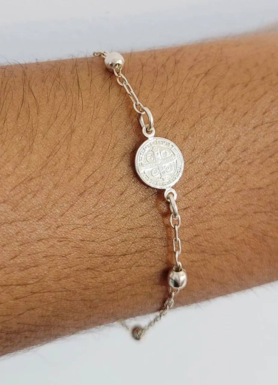 1 5 %  O F F ! Pulseira São Bento Prata 925 DESCONTO 
