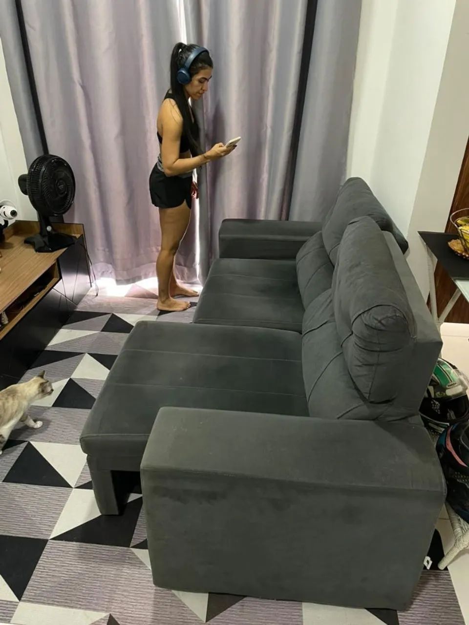 Sofá 3 lugares retrátil 
