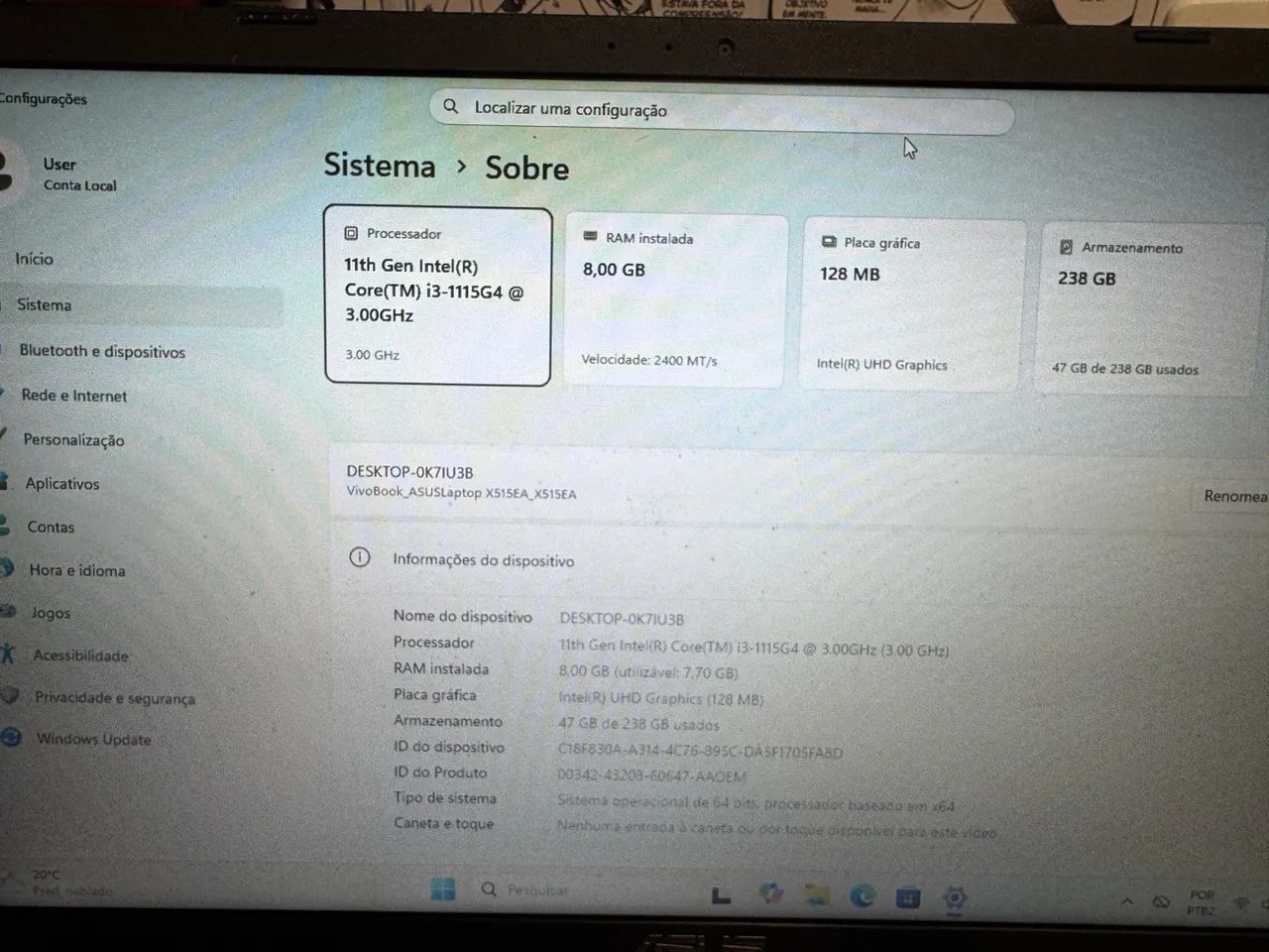 Notebook Asus - i3 11° Geração - 8GB - Foto 3