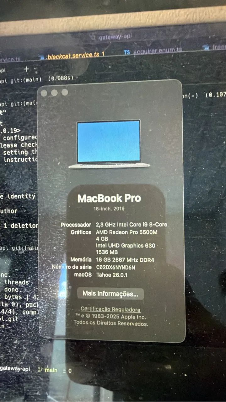 Macbook Pro i9 2019 16gb 1TB SSD