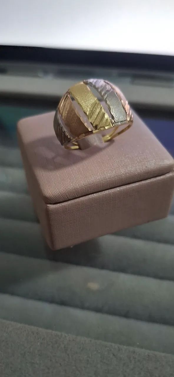Anel tricolor ouro 18k - Foto 3