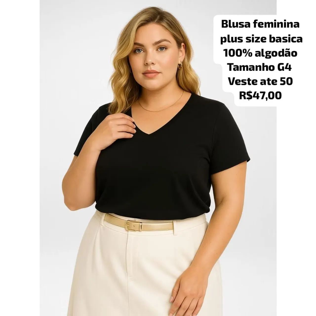 Blusa básica feminina linha premium Plus Size 