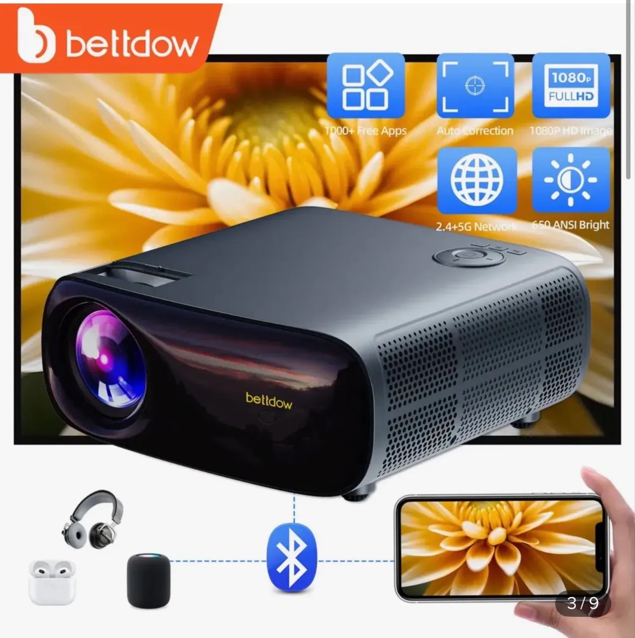 Projetor Bettdow AC1053 1080p 4K Cor Cinza - Foto 2