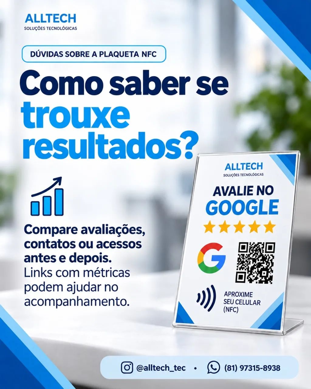 Plaquinha NFC e QR Code WhatsApp avaliação google wifi instagram - Foto 5
