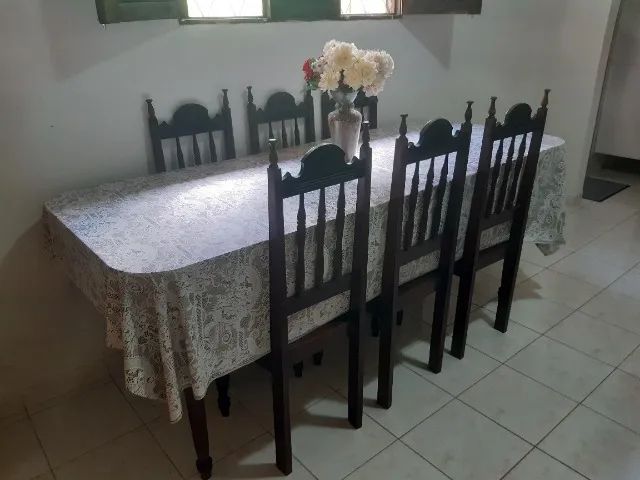 Mesa jantar com 6 cadeiras madeira 