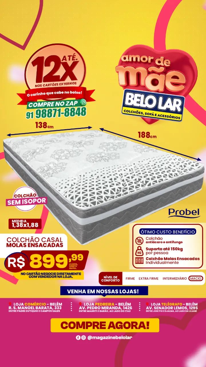 Colchão Casal Molas Ensacadas